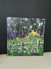 Medium Square Original Art Signed S Chaples Summer Meadow Ready To Frame
