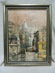Original Oil Painting of European Street Scene