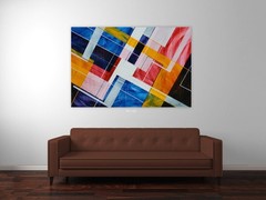 ShawNshawN Original Abstract Painting on Canvas HUGE Colorful Geometric Art