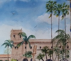 Original Painting in Watercolor „Casa De Balboa, San Diego“ 16″x 12″