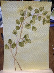 ACEO Original, Signed, Watercolor of Eucalyptus, Artist; one anxious Lady