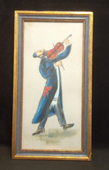 Vintage Jewish Klezmer Musicians Original Painting Framed Judaica Folk Art