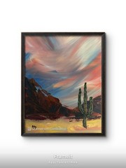 Desert Cactus Sunset Original Acrylic Painting 11×14 Signed Canvas Art