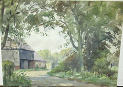 M.GREEN „HAWKINGE KENT ENGLAND“ ORIGINAL WATERCOLOR LANDSCAPE PAINTING 1962