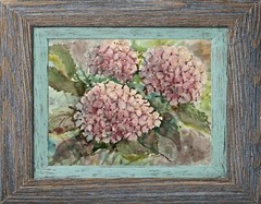 Original Artwork Painting Flowers TENDER HYDRANGEA BLOSSOM Floral Arts Gift A4