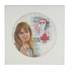 Untitled (Girl Dreaming of Army Nurse) By Anthony Sidoni Signed Oil on Canvas