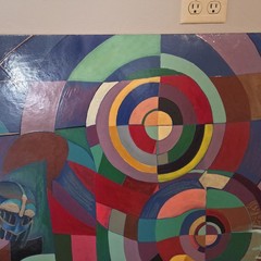 Abstract Painting On Board Mixed Media Geometric Celtic Modern 1994 Large 58×41