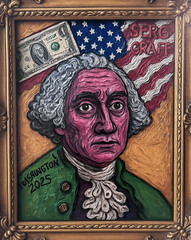 George Washington – Print on Canvas by Serg Graff, Surreal Pop Art Portrait
