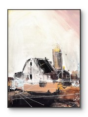 SAMATOWIC Barn and Silo 12×16 Abstract Expressionism Signed Original Art 620