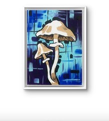 Original Abstract Expressionist Mushroom Painting 14×11 canvas modern Wall Art