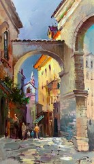 Oil Painting Old Streets Of The City Y. Suprunchuk Unframed Original nAAA3612