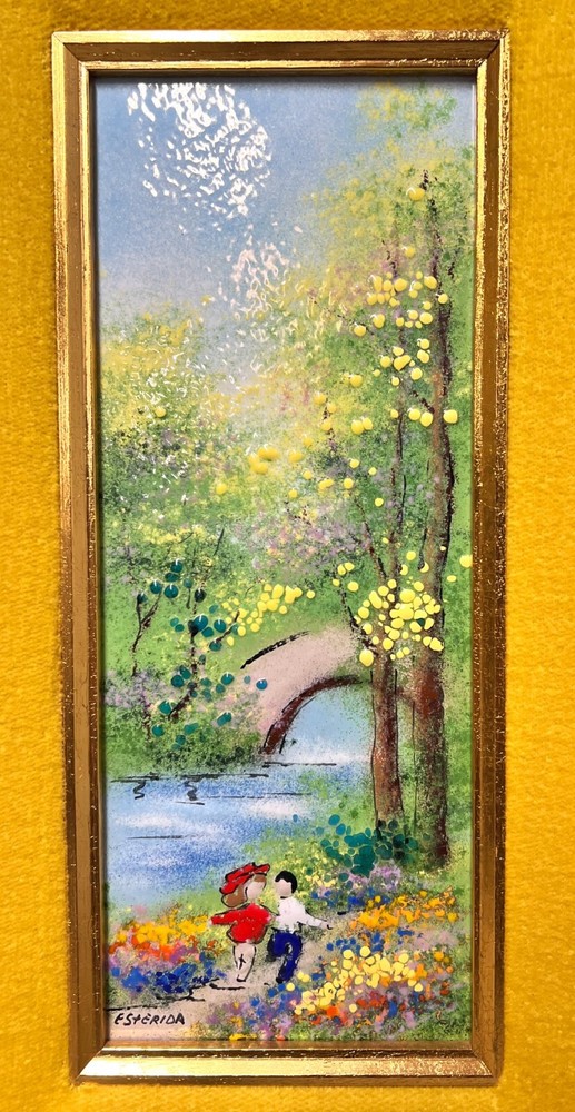 Esterida Hand painted Enamel on Copper Plaque c1950