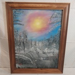„A Winter’s Creek“ Oil Painting wood frame Canvas by Edwin John