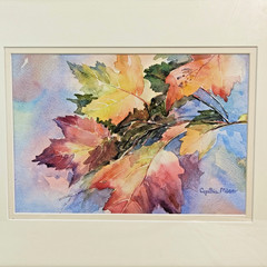 Original Watercolor Painting Nature Autumn Leaves Framed Signed Cynthia Moser