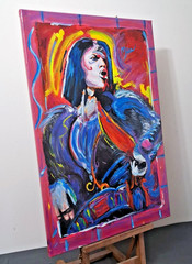 Mick Jagger After Peter Max Original Pop Art Painting by Juan Mira COA