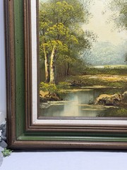Vintage Framed Oil Painting On Canvas Autumn Landscape River Williams 23”x27”