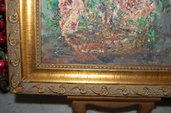 FRAMED ORIGINAL OIL FLOWERS AND BASKET STILL LIFE ARTIST SIGNED HECTO VIDAL 1999