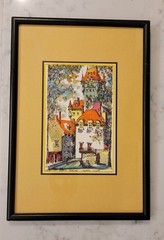 RUE DU TRESOR QUEBEC CANADA ORIGINAL WATERCOLOR PAINTING ARTIST SIGNED NICOLAS