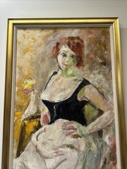 Mid Century Painting Woman Women Pretty Female Model Enid Edson New York Large