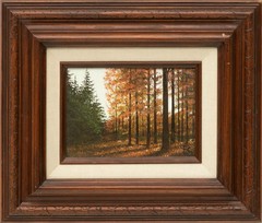 Eugene Schmidt , 1919-2007 Oil on Canvas ‚Wooded Landscapes‘, H 5″ W 6″