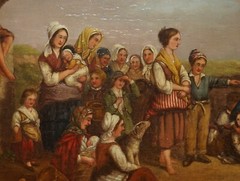 EXQUISITE ORIGINAL W.G FOSTER LARGE OIL PAINTING „WAITING FOR THE FLEETS RETURN“