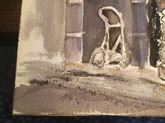 Artist GLASER Watercolor PAINTING “Jack Lee Produce” City Urban Scene