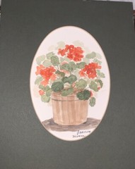 VTG Original Watercolor Botanical Orange Geranium Flower 8.75” X 10.75” Framed