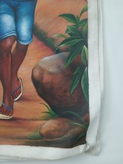 Original Haiti Painting BIKE RIDE acrylic On Canvas Artist Archer 48″x36″ NEW