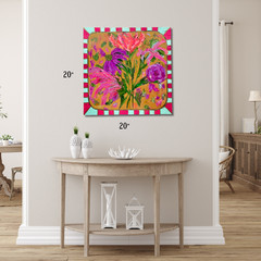 Abstract Floral „Candy Rose“ 20×20 Expressionism Botanical Acrylic Canvas Signed