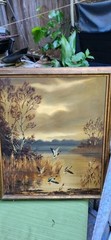 R Hirschel original oil painting signed framed large 21in×24in collectors