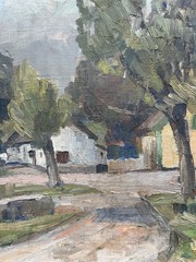 Impressionist Painting Johannes Britze 1895-1960 Denmark Village Landscape