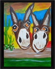 Expressionism/Impressionism 11×14 Desert Donkeys One of a Kind Colorful Painting