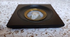 Antique Vintage Miniature Portrait Painting Pair – Husband and Wife