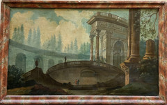 Antique Neoclassical 18th Century Landscape Oil Painting by Huberto Robert (x2)