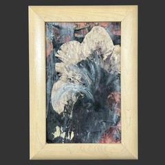 Vintage Abstract Mixed Media Art Textured Flower/Leaf Form Canvas Framed