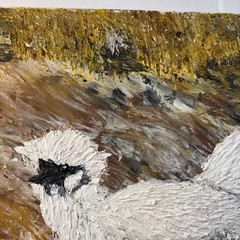 Original Painting Of Silkie Chicken 12”x 12” Acrylic Whimsical Art Textured