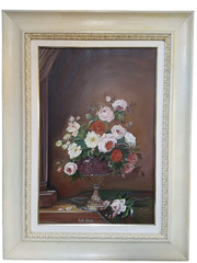 Handmade Painting Oil Reproduction – Floral Still Life in Classical Interior