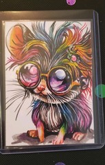 ACEO OOAK ORIGINAL HAND-PAINTED WATERCOLOR LITTLE DOG, SIGNED BY ARTIST
