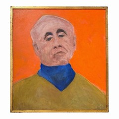 Sol Libsohn Signed 1994 Vintage Abstract Oil Painting Self Portrait? Framed