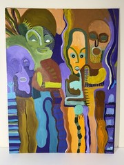 Visionary Expressionist Dream Painting By New York Outsider Artist Louise Abrams