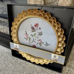 Marmont Hill Gold Toned Round Frame Flowers, Birds