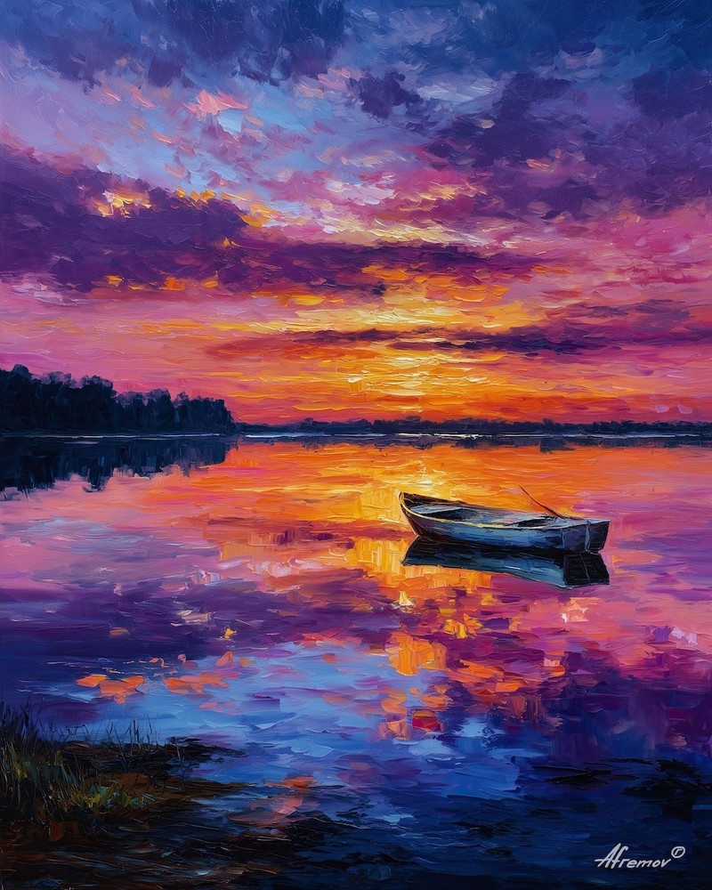 Leonid Afremov LAKESIDE DREAM Oil Paint 30″x24″ LIMITED EDITION GICLEE ORIGINAL