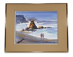 CALIFORNIA BEACH SCENE ART WATERCOLOR PAINTING RANDY WILSON LANDSCAPE SEASCAPE