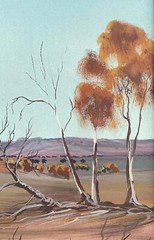 TED CROWE ORIGINAL CENTRAL AUSTRALIAN LANDSCAPE WATERCOLOUR PAINTING SIGNED