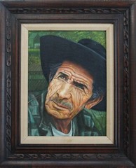 Oil Portrait – Canvas on Masonite – 1972 – Cowboy – Artist: Harry Beukelaer