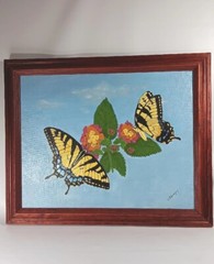 Painting SALE „Flower Tigers“ Butterflies Acrylic