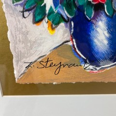 Zamy Steynovitz White Dove Blue Vase Serigraph