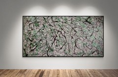 Original Abstract Painting One of a Kind Green Grey XXL Canvas Wall Art