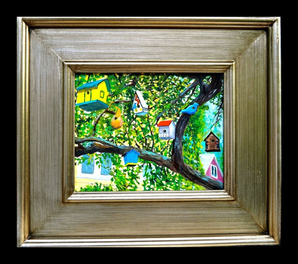 Love Bird Houses Original Oil Painting from Kensington, Maryland