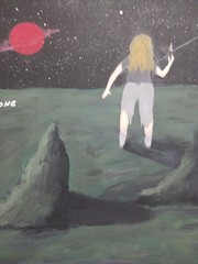WOMAN ON UNKNOWN PLANET PAINTING 12X16 (ALONE)-A SIGNED ORIGINAL